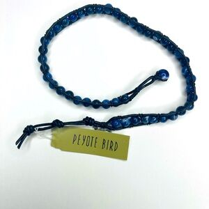 Peyote Bird Sodalite Beaded and Leather Bracelet